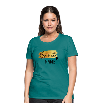 JGA Braut T-Shirt Gold mit Herz - personalisierbar - Divablau