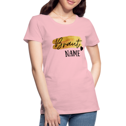 JGA Braut T-Shirt Gold mit Herz - personalisierbar - Hellrosa