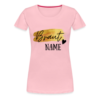 JGA Braut T-Shirt Gold mit Herz - personalisierbar - Hellrosa