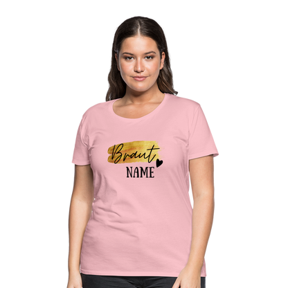 JGA Braut T-Shirt Gold mit Herz - personalisierbar - Hellrosa