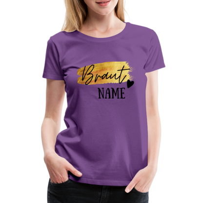 JGA Braut T-Shirt Gold mit Herz - personalisierbar - Lila