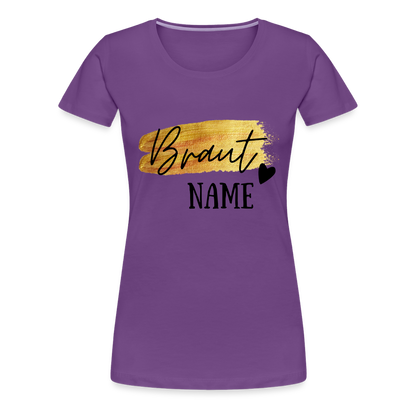 JGA Braut T-Shirt Gold mit Herz - personalisierbar - Lila