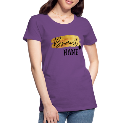 JGA Braut T-Shirt Gold mit Herz - personalisierbar - Lila