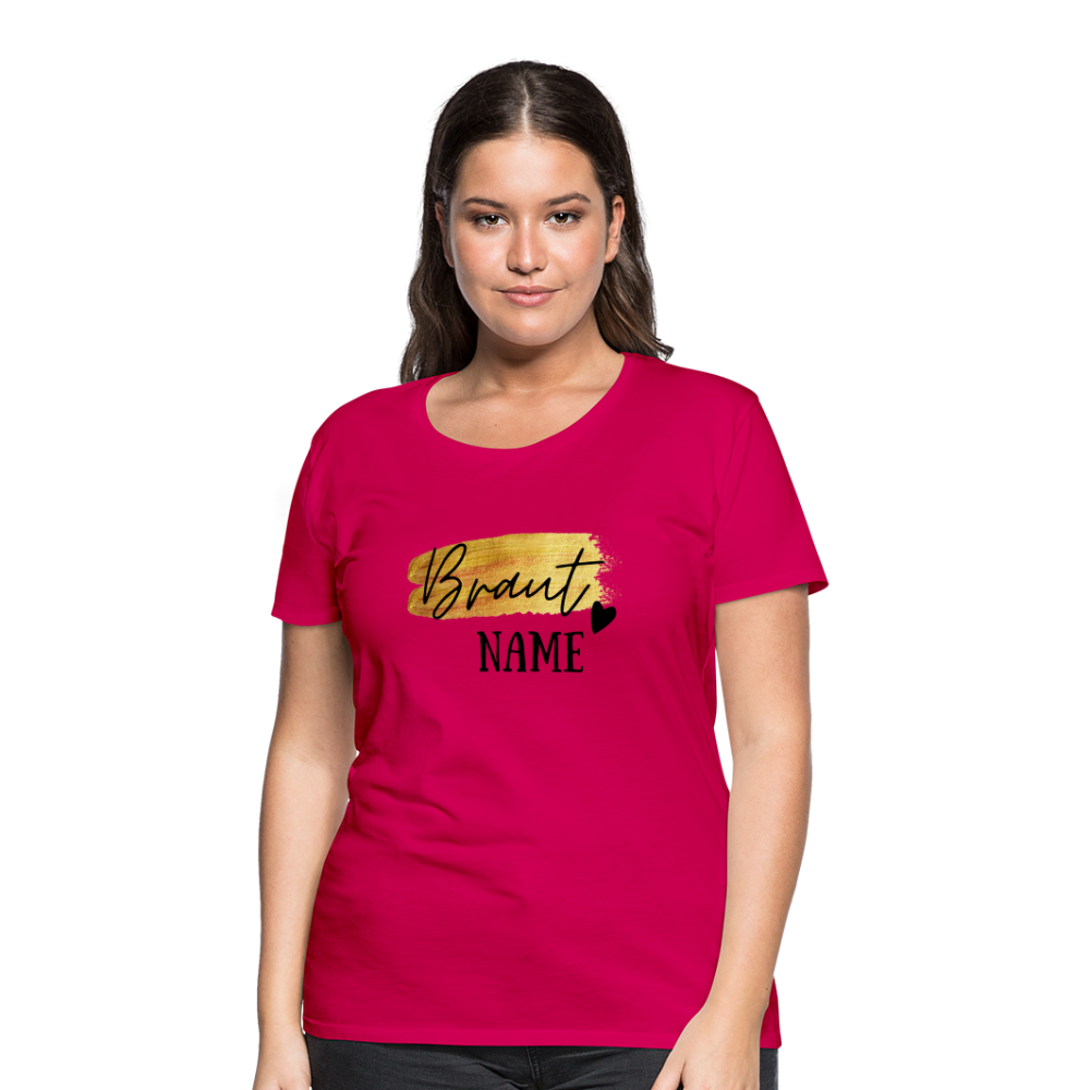 JGA Braut T-Shirt Gold mit Herz - personalisierbar - dunkles Pink