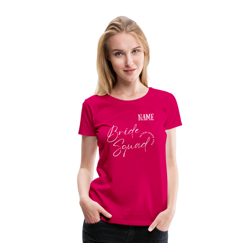 JGA Bride Squad  T-Shirt mit Name - personalisierbar - dunkles Pink