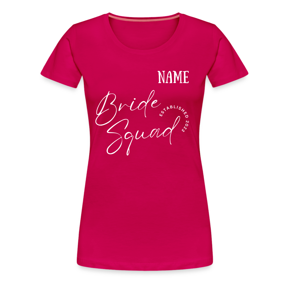 JGA Bride Squad  T-Shirt mit Name - personalisierbar - dunkles Pink