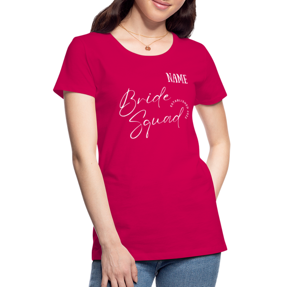 JGA Bride Squad  T-Shirt mit Name - personalisierbar - dunkles Pink