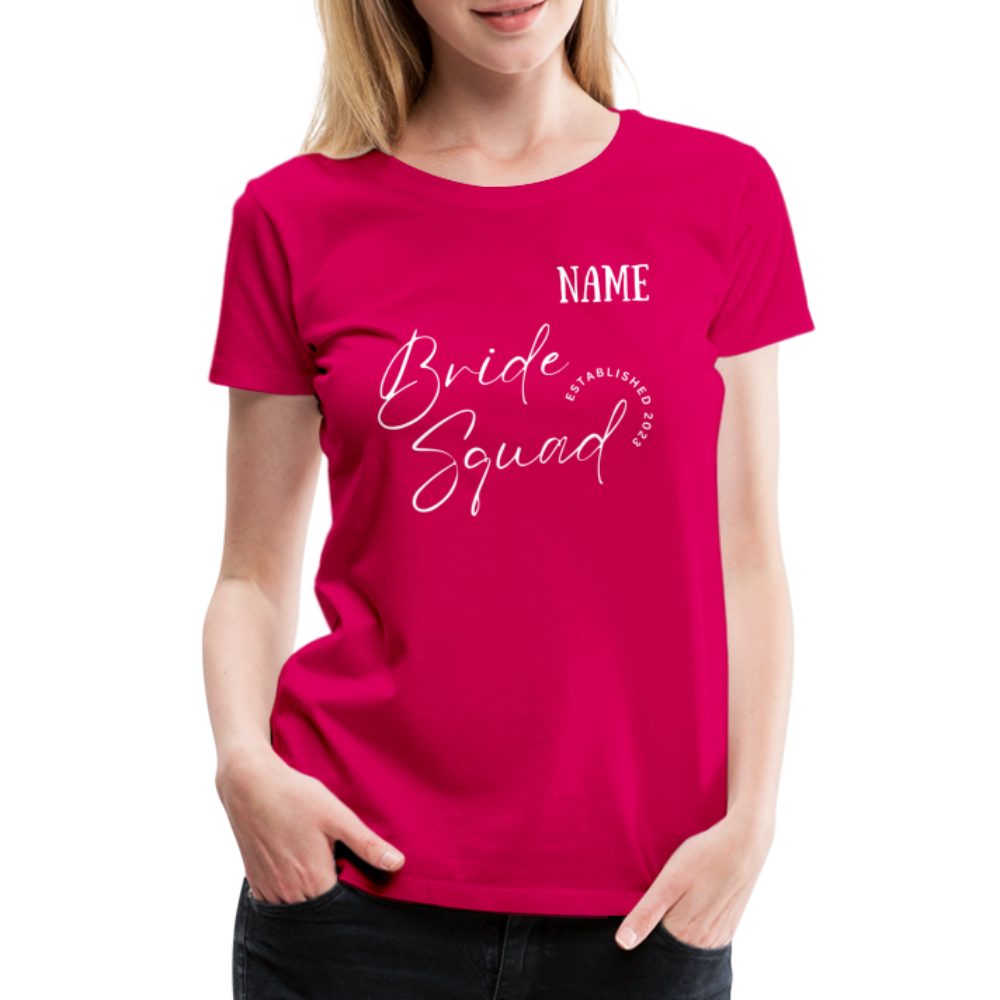 JGA Bride Squad  T-Shirt mit Name - personalisierbar - dunkles Pink