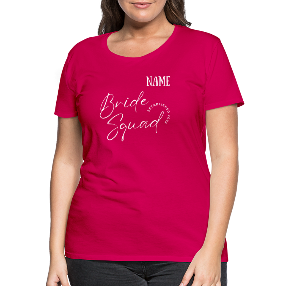 JGA Bride Squad  T-Shirt mit Name - personalisierbar - dunkles Pink