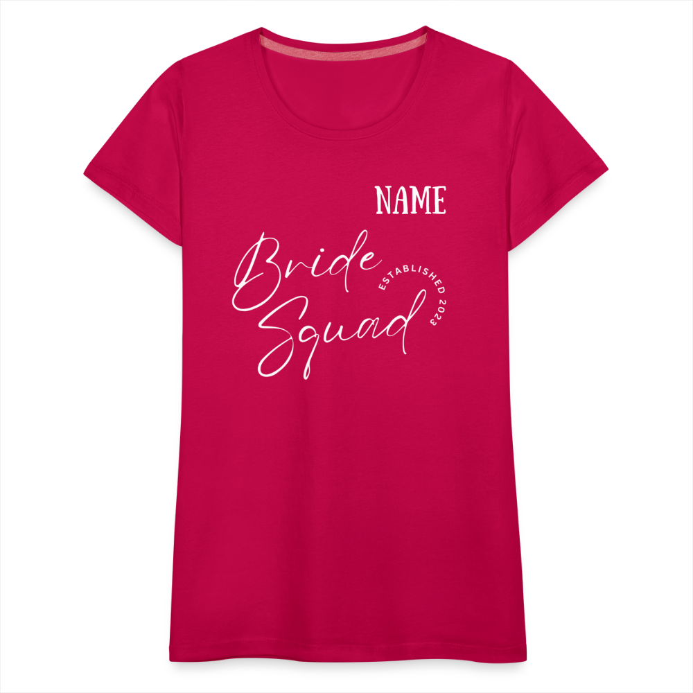 JGA Bride Squad  T-Shirt mit Name - personalisierbar - dunkles Pink