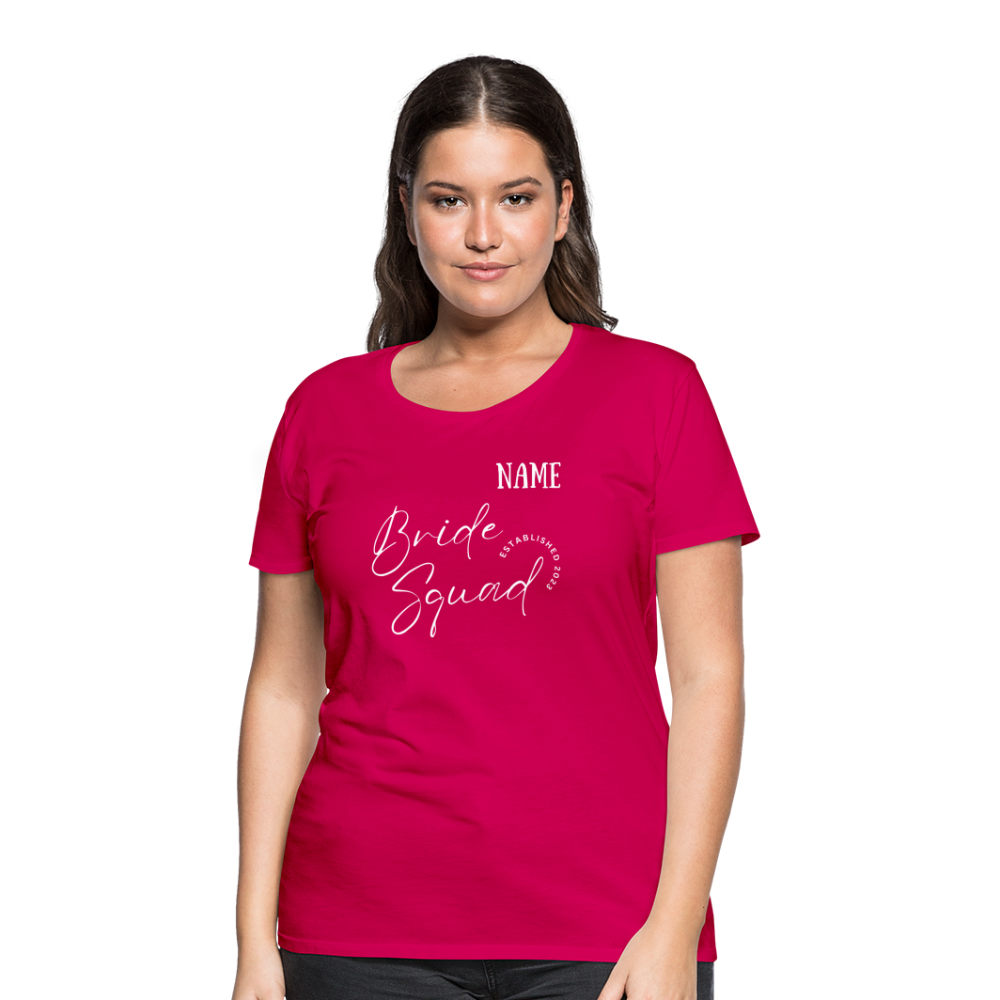 JGA Bride Squad  T-Shirt mit Name - personalisierbar - dunkles Pink