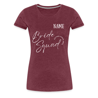 JGA Bride Squad  T-Shirt mit Name - personalisierbar - Bordeauxrot meliert