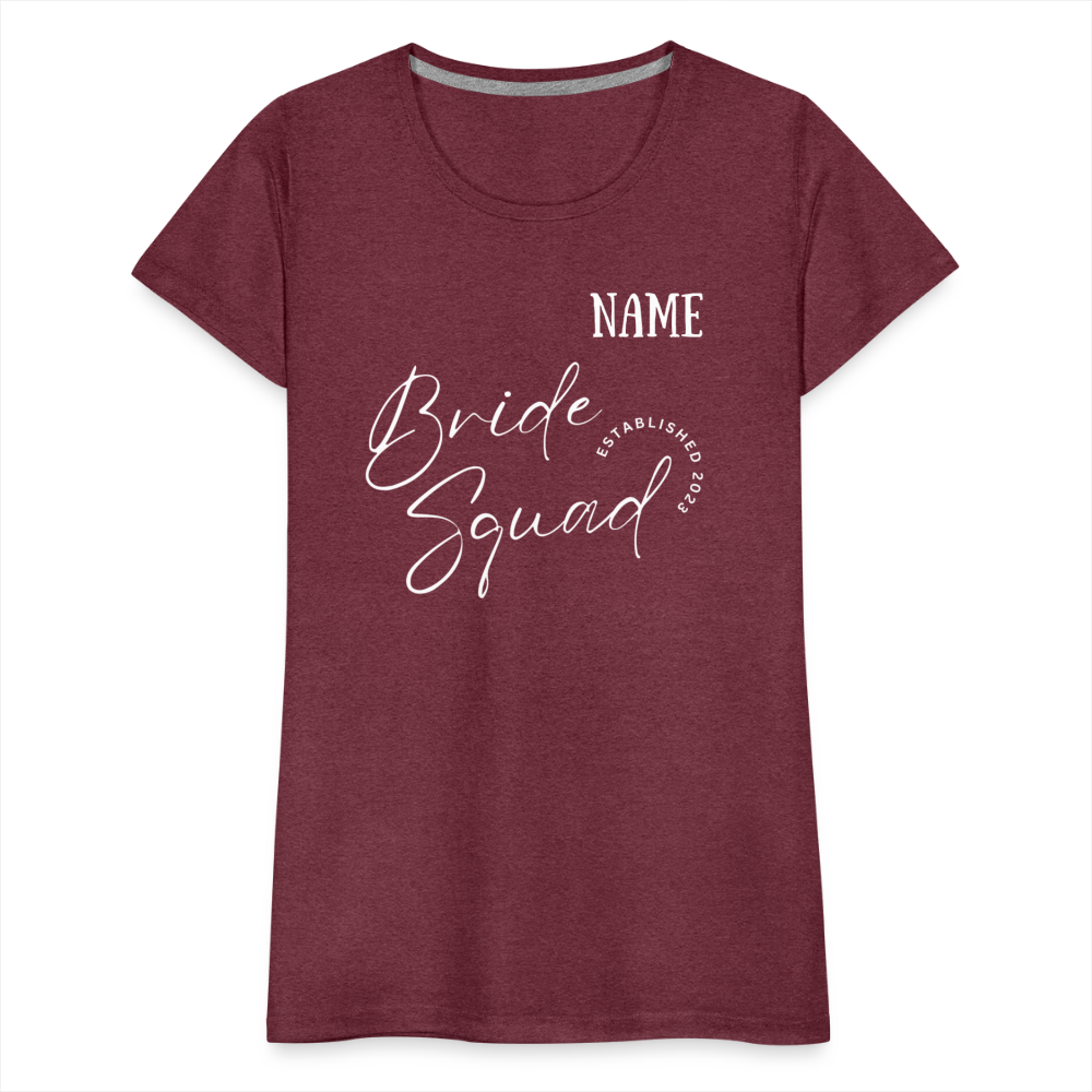 JGA Bride Squad  T-Shirt mit Name - personalisierbar - Bordeauxrot meliert