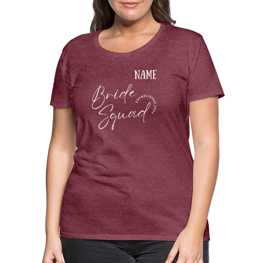 JGA Bride Squad  T-Shirt mit Name - personalisierbar - Bordeauxrot meliert