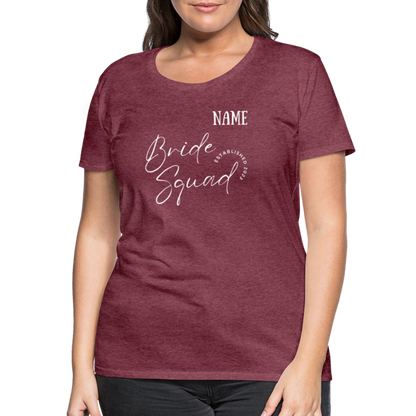 JGA Bride Squad  T-Shirt mit Name - personalisierbar - Bordeauxrot meliert