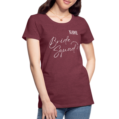 JGA Bride Squad  T-Shirt mit Name - personalisierbar - Bordeauxrot meliert