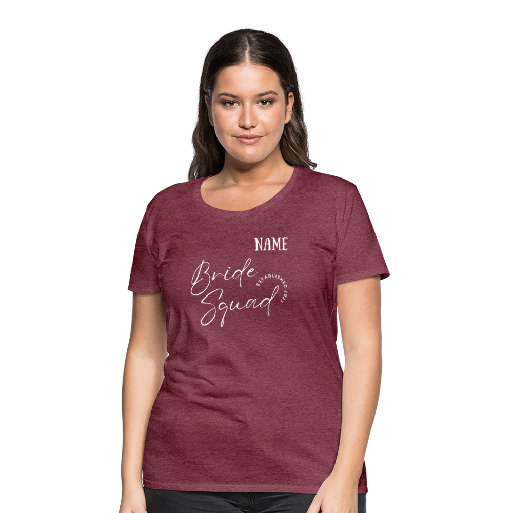 JGA Bride Squad  T-Shirt mit Name - personalisierbar - Bordeauxrot meliert