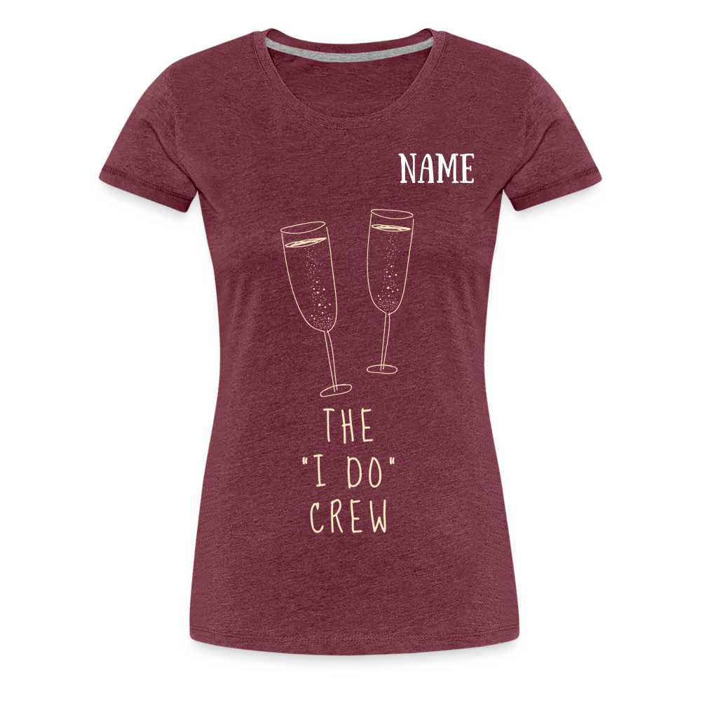 JGA T-Shirt The I do Crew - personalisierbar - Bordeauxrot meliert