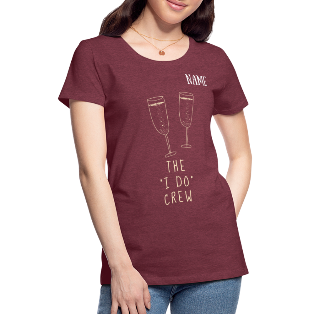 JGA T-Shirt The I do Crew - personalisierbar - Bordeauxrot meliert