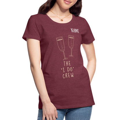 JGA T-Shirt The I do Crew - personalisierbar - Bordeauxrot meliert