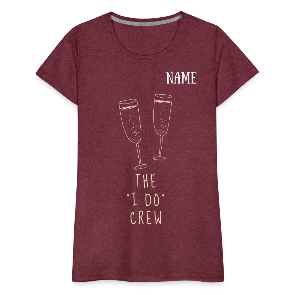 JGA T-Shirt The I do Crew - personalisierbar - Bordeauxrot meliert