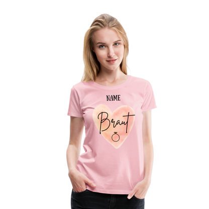 JGA T-Shirt Braut mit Herz - personalisierbar - Hellrosa