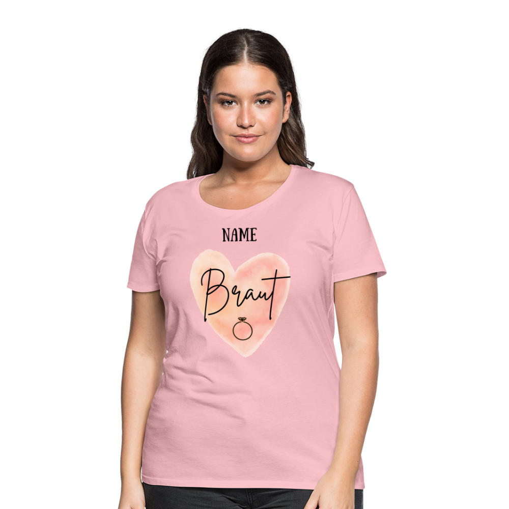 JGA T-Shirt Braut mit Herz - personalisierbar - Hellrosa