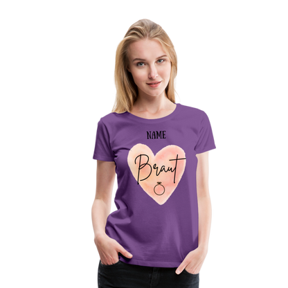 JGA T-Shirt Braut mit Herz - personalisierbar - Lila