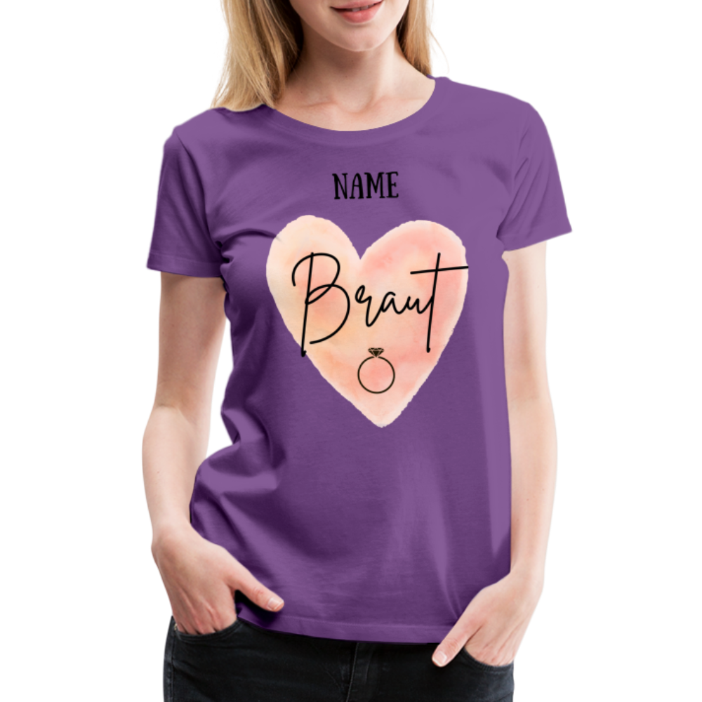 JGA T-Shirt Braut mit Herz - personalisierbar - Lila