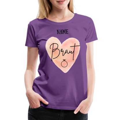 JGA T-Shirt Braut mit Herz - personalisierbar - Lila