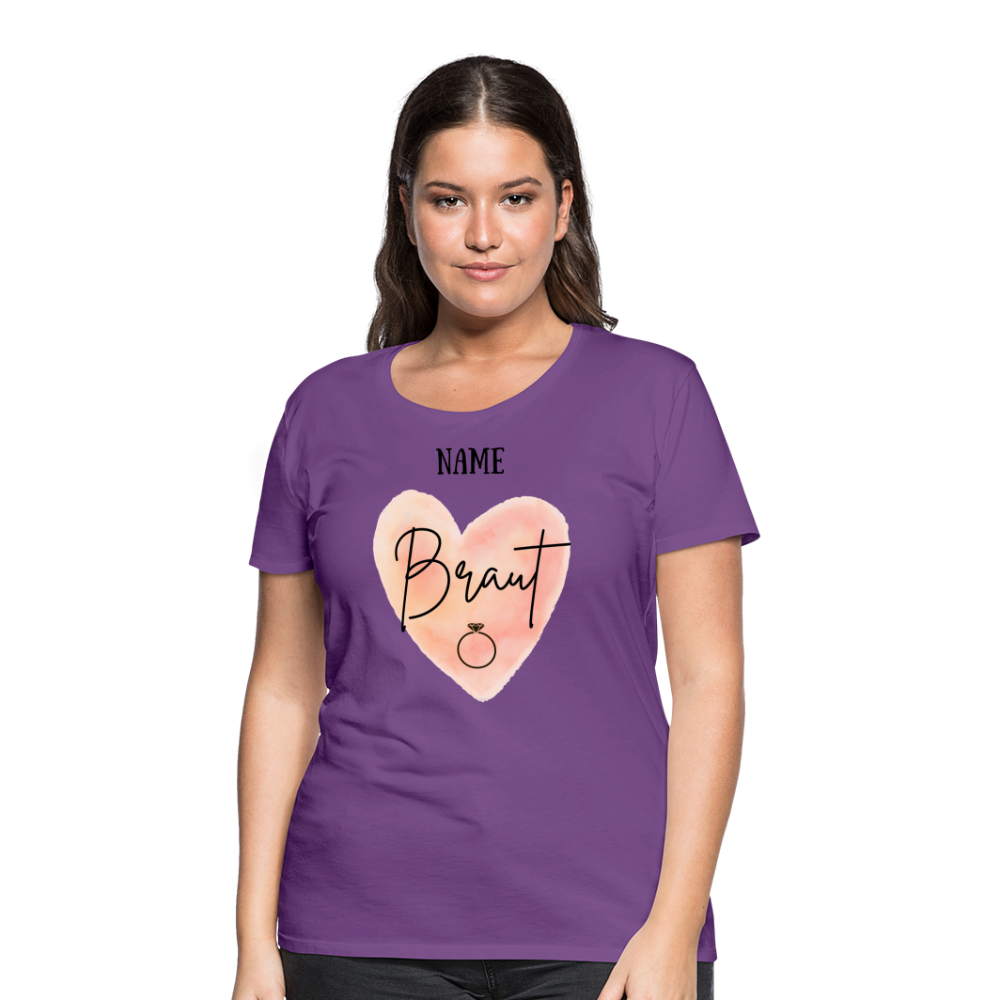 JGA T-Shirt Braut mit Herz - personalisierbar - Lila