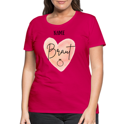 JGA T-Shirt Braut mit Herz - personalisierbar - dunkles Pink