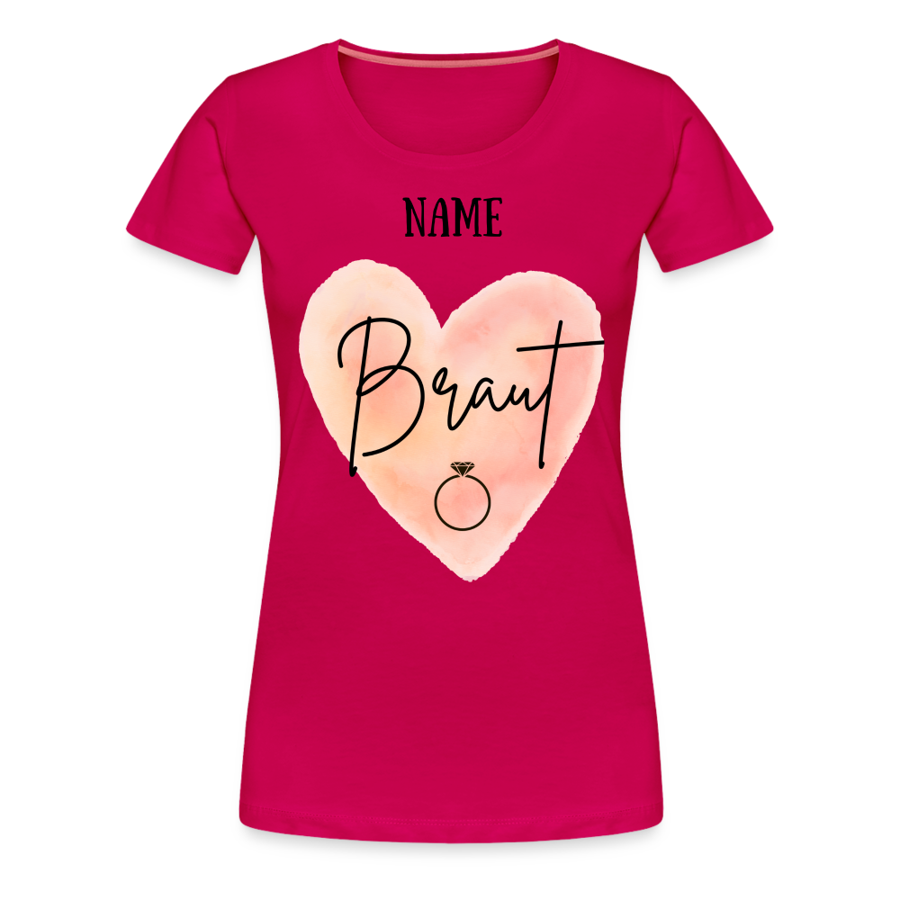 JGA T-Shirt Braut mit Herz - personalisierbar - dunkles Pink