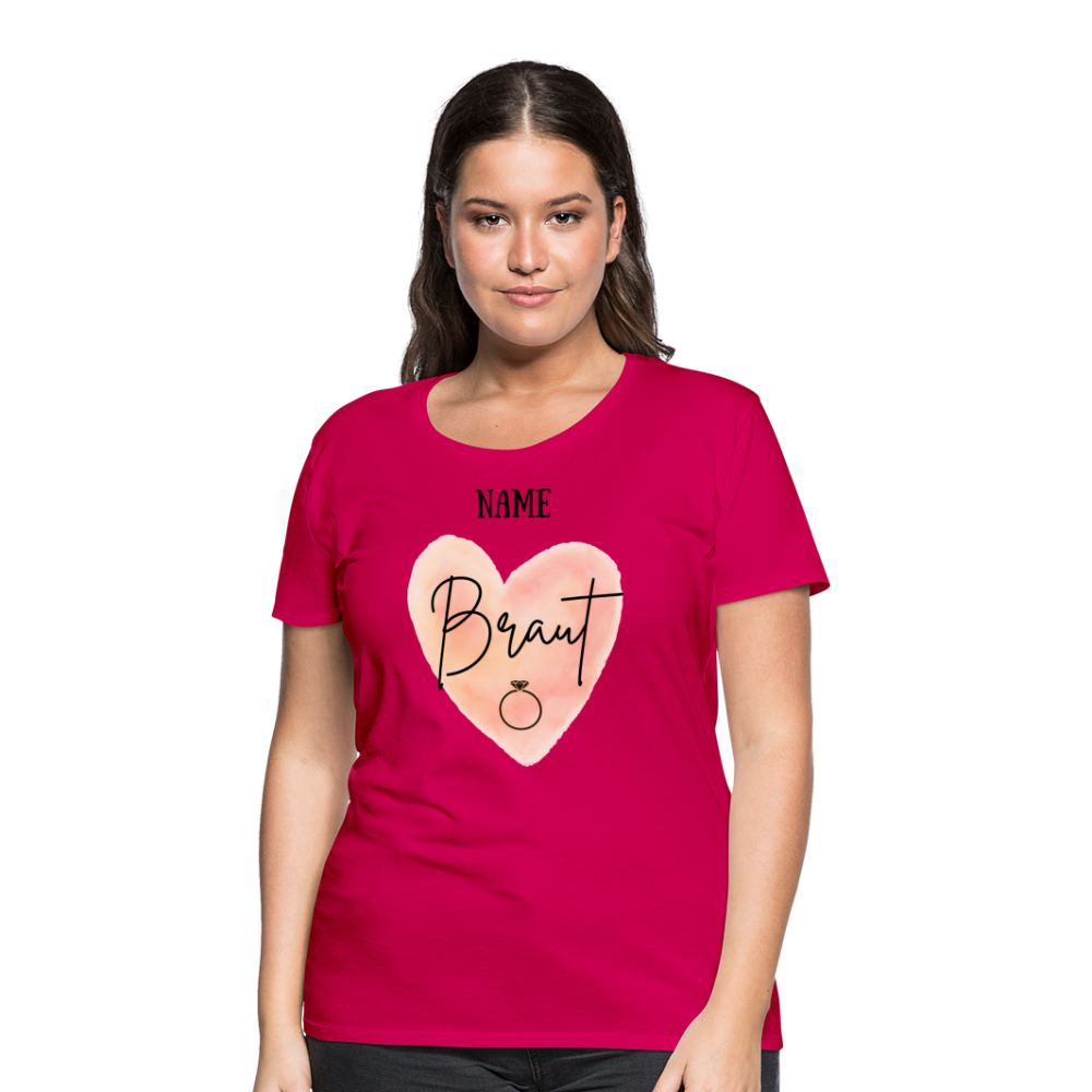 JGA T-Shirt Braut mit Herz - personalisierbar - dunkles Pink