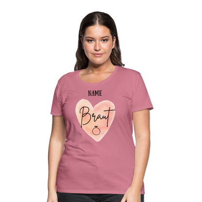 JGA T-Shirt Braut mit Herz - personalisierbar - Malve