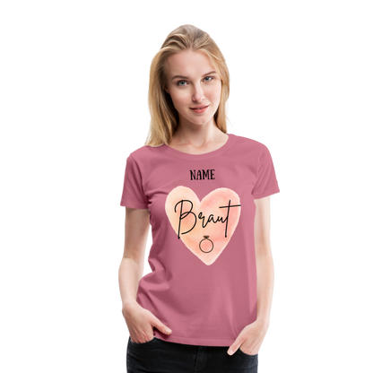 JGA T-Shirt Braut mit Herz - personalisierbar - Malve