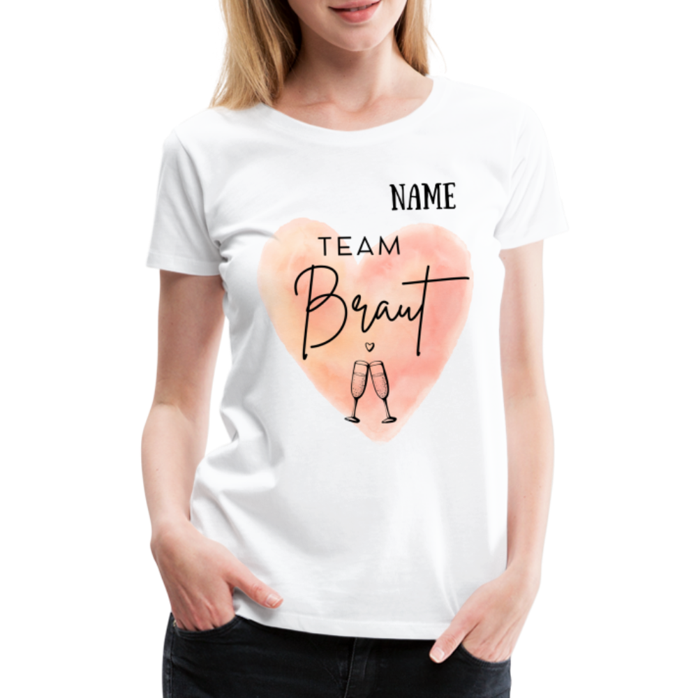 JGA T-Shirt Team Braut mit Name - personlisierbar - weiß