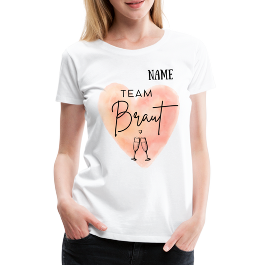 JGA T-Shirt Team Braut mit Name - personlisierbar - weiß