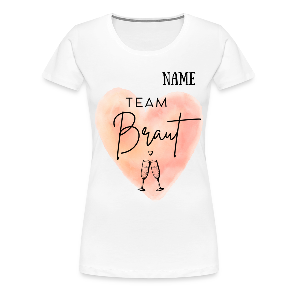 JGA T-Shirt Team Braut mit Name - personlisierbar - weiß