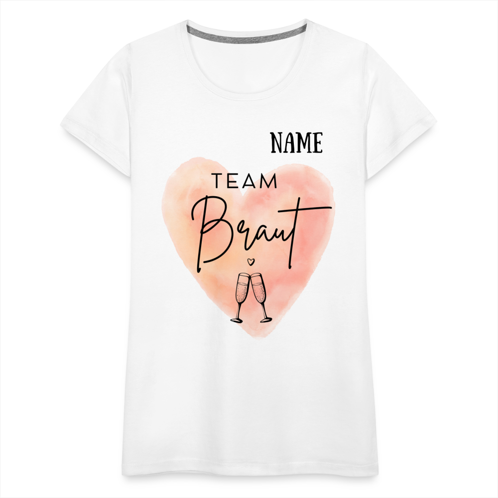 JGA T-Shirt Team Braut mit Name - personlisierbar - weiß