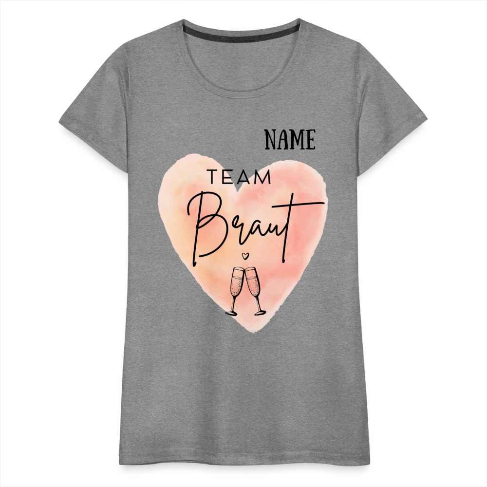 JGA T-Shirt Team Braut mit Name - personlisierbar - Grau meliert