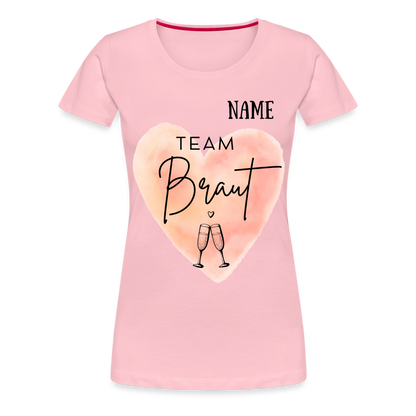 JGA T-Shirt Team Braut mit Name - personlisierbar - Hellrosa