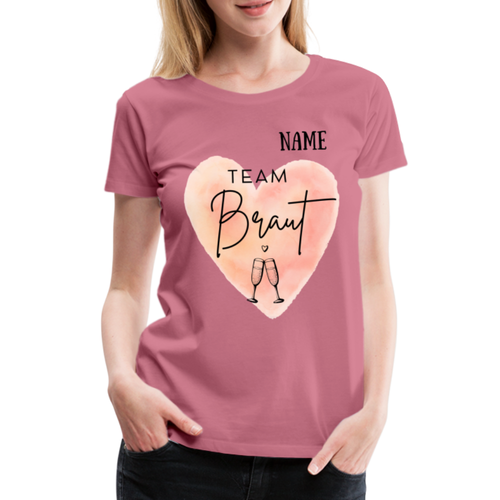 JGA T-Shirt Team Braut mit Name - personlisierbar - Malve