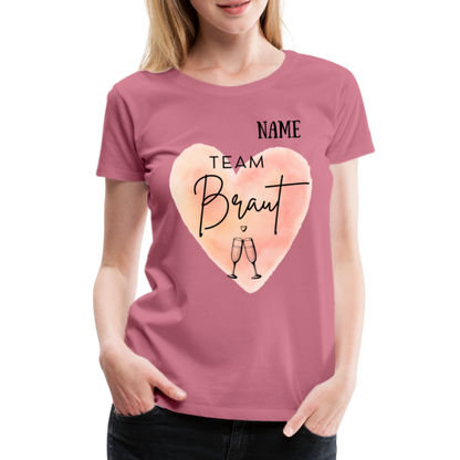 JGA T-Shirt Team Braut mit Name - personlisierbar - Malve