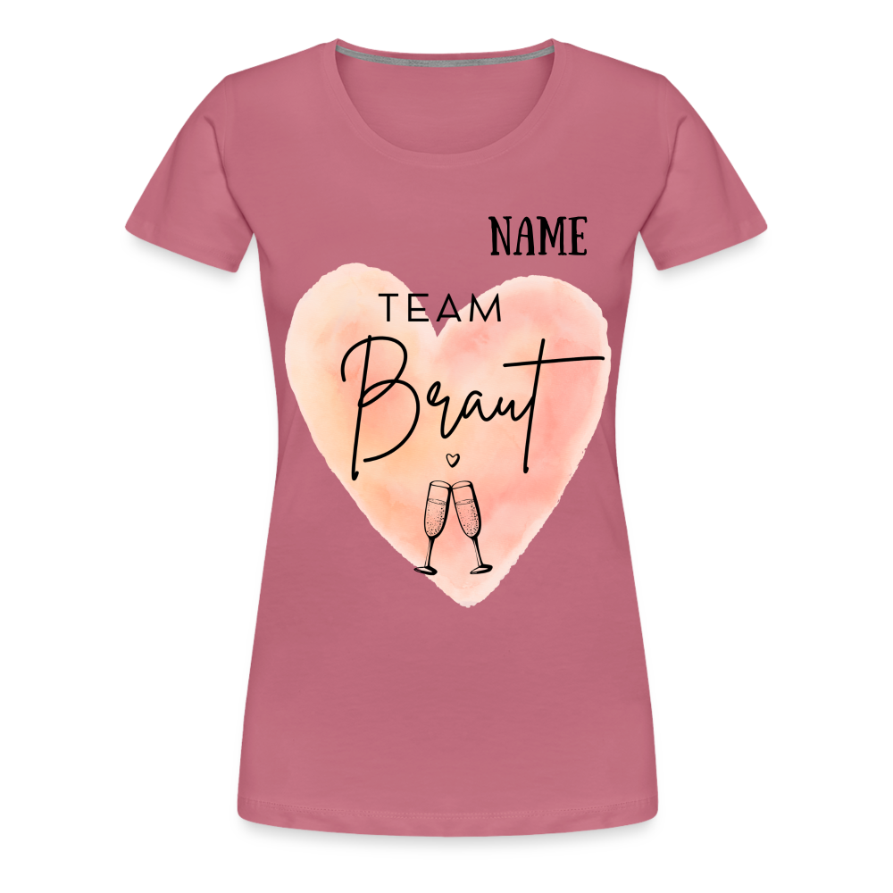 JGA T-Shirt Team Braut mit Name - personlisierbar - Malve