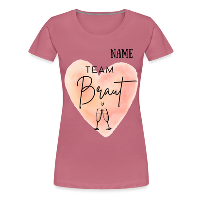 JGA T-Shirt Team Braut mit Name - personlisierbar - Malve