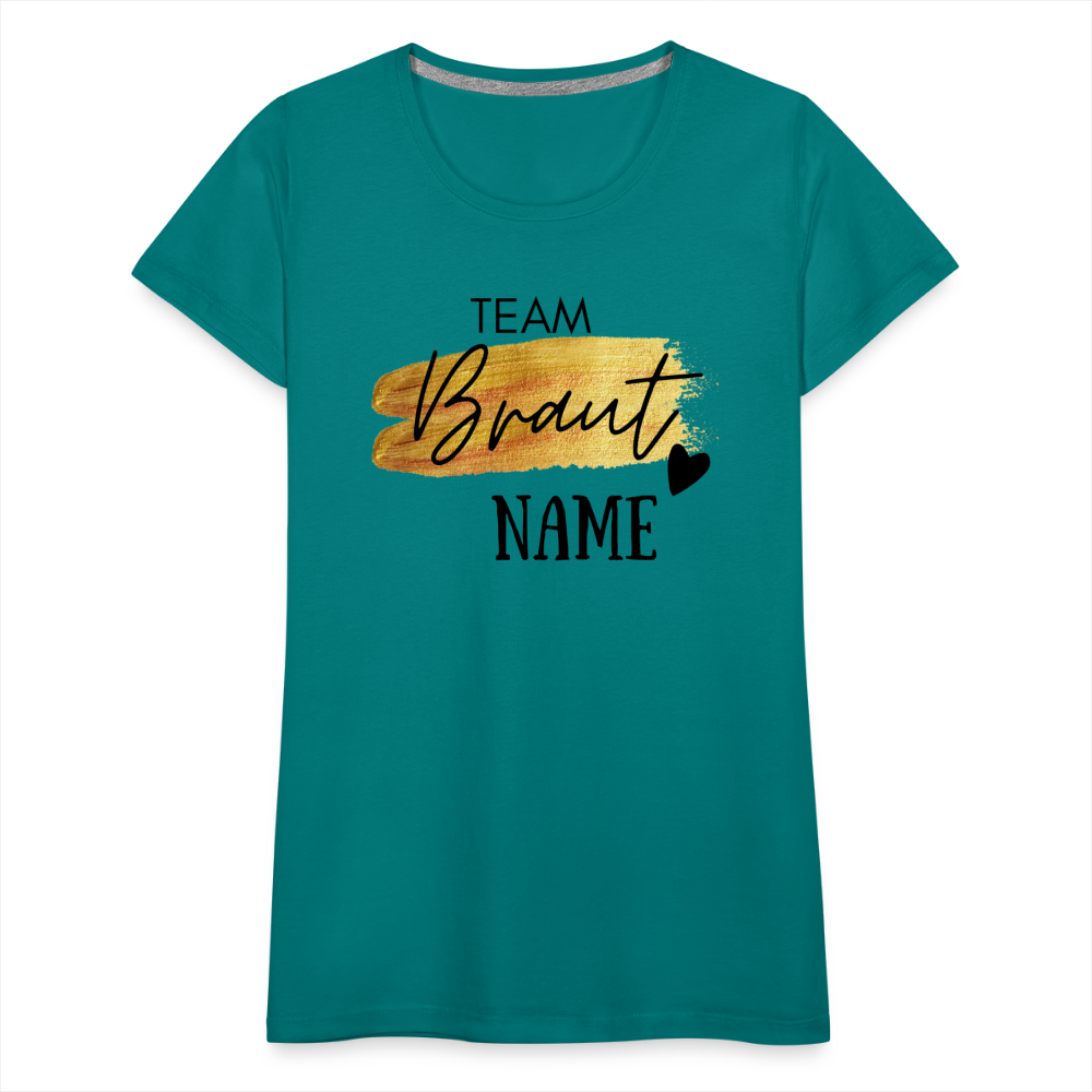 JGA T-Shirt Team Braut Gold mit Name und Herz - personalisierbar - Divablau