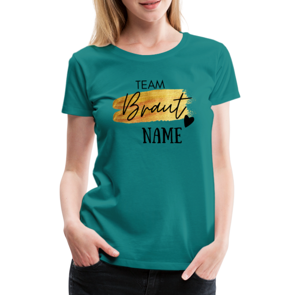 JGA T-Shirt Team Braut Gold mit Name und Herz - personalisierbar - Divablau