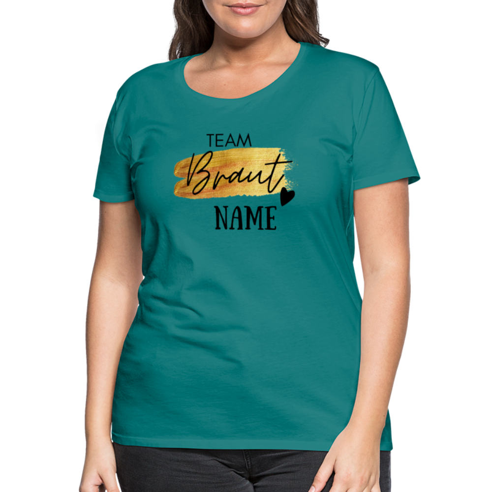 JGA T-Shirt Team Braut Gold mit Name und Herz - personalisierbar - Divablau