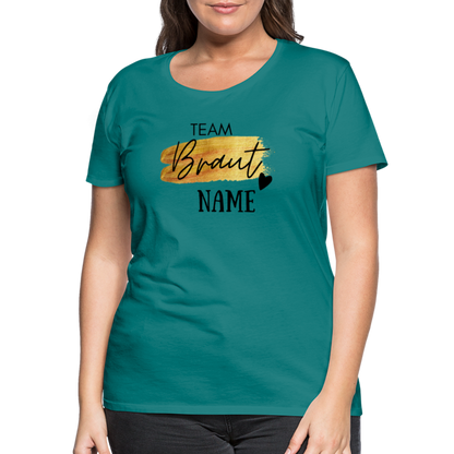 JGA T-Shirt Team Braut Gold mit Name und Herz - personalisierbar - Divablau